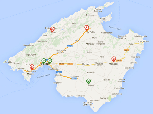 Well distributed: Mallorca's DC chargers are well placed for trips from all corners of the island. There are six Endesa rapid-chargers, and one from ChargeNow at the yacht club in Palma.