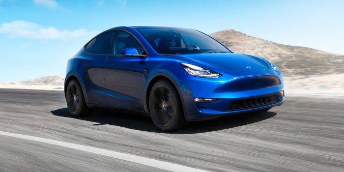 Tesla Model Y Reveal Front Blue