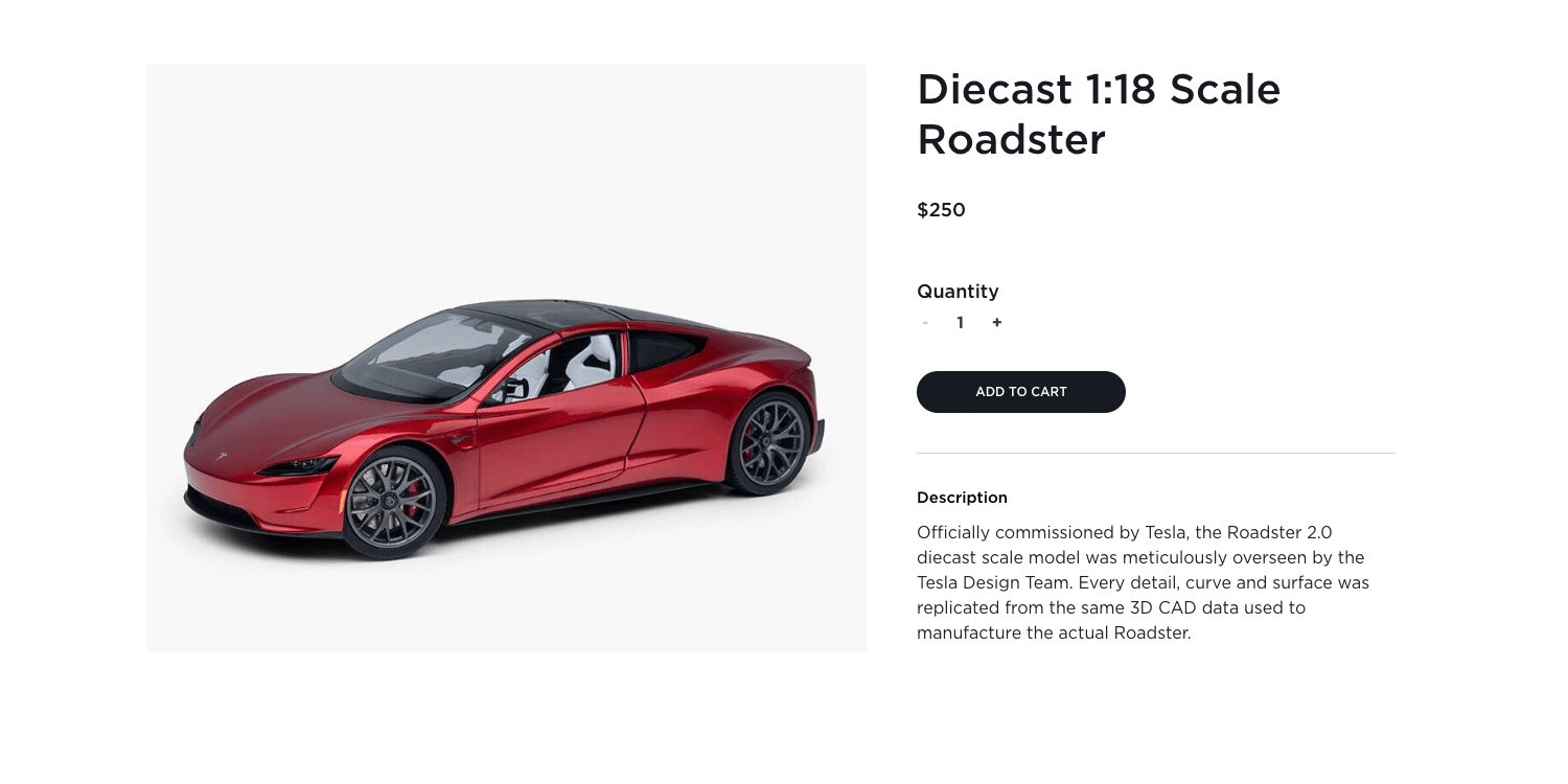 Tesla roadster miniature discount