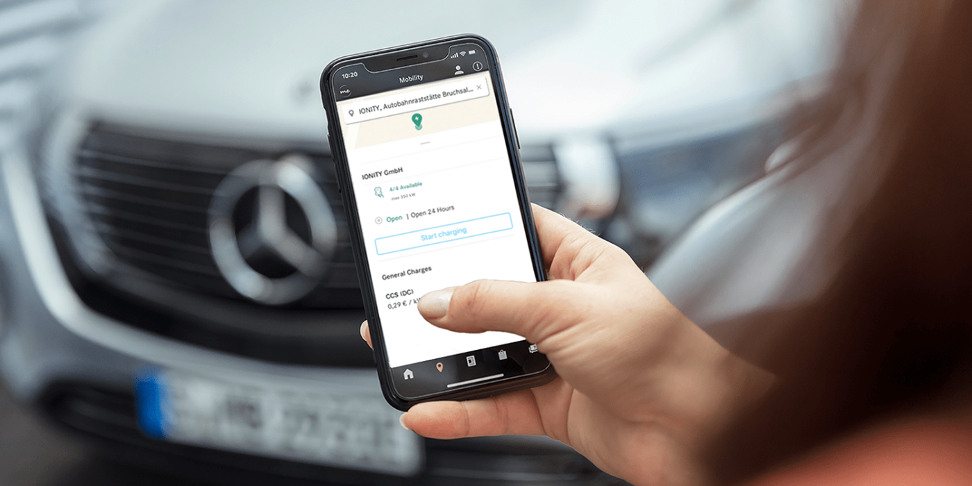 Mercedes benz mercedes me charge ionity app estación de carga ladestation min