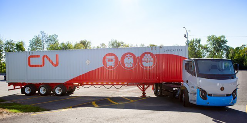 El león eléctrico ferrocarril nacional canadiense e lkw camión eléctrico kanada canadá