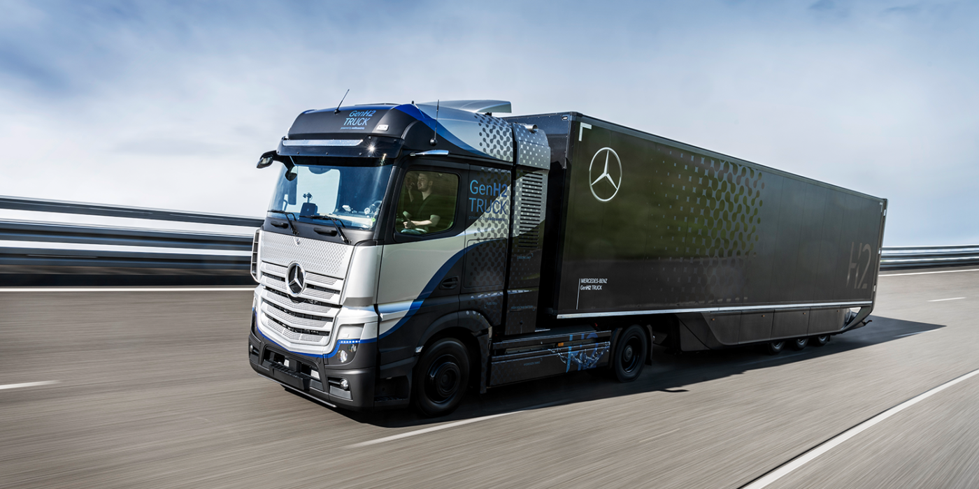 Daimler mercedes benz genh2 truck brennstoffzellen lkw fuel cell truck