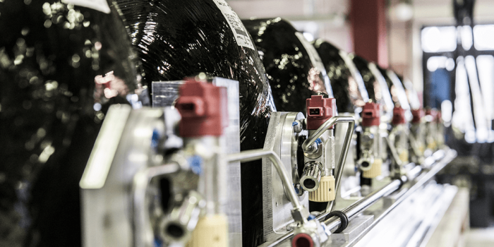 Hexagon wasserstoff zylinder symbolbild