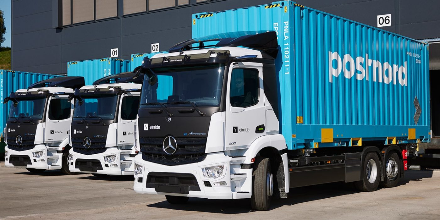 Mercedes benz eactros e lkw camión eléctrico einride postnord norwegen noruega min