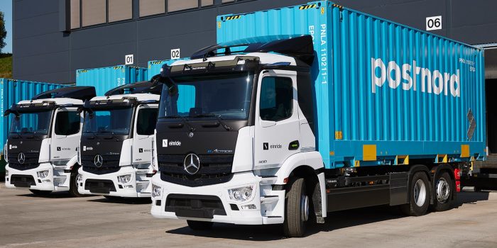 Mercedes benz eactros e lkw camión eléctrico einride postnord norwegen noruega min