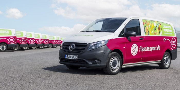 Mercedes benz evito e transporter eléctrico transporter flaschenpost min