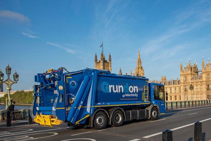 Dennis eagle econic e mullwagen bin lorry e lkw electric truck grundon waste management grossbritannien uk london min e
