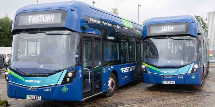 Wrightbus gb kite hydroliner brennstoffzellen bus fuel cell bus uk london go ahead min