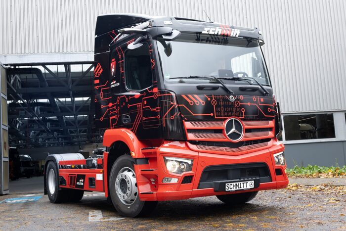 Daimler camión mercedes benz eactros e lkw camión eléctrico logistik schmitt min