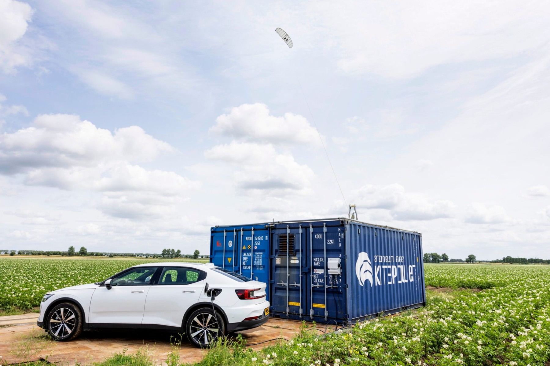 Kitepowered wind energy to charge electric vehicles