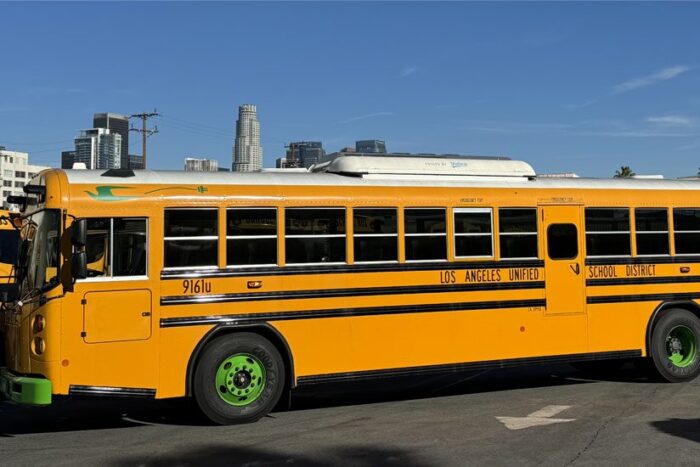 Blue bird all american electric school bus lausd e