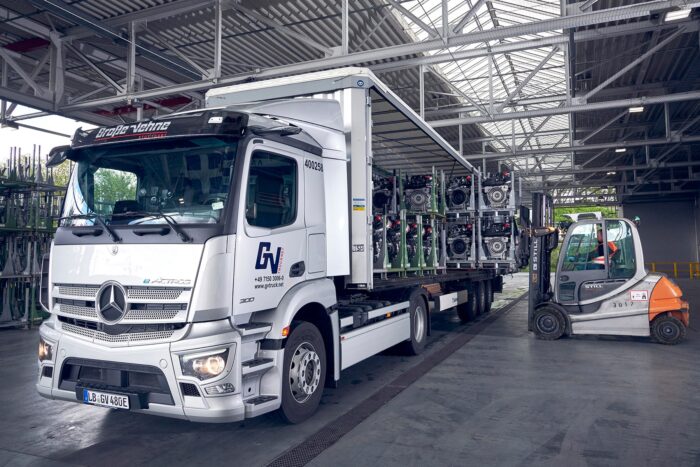 Daimler camión mercedes benz eactros e lkw camión eléctrico grosse vehne bad cannstatt min