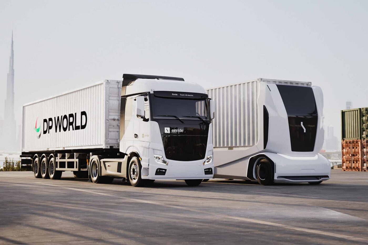 Einride e lkw camión eléctrico dp world dubai vereinigte arabische emirate emiratos árabes unidos