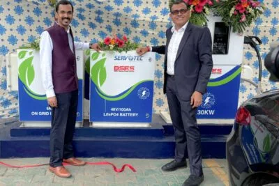 Servotech grid-connected solar-powered EV charging carport Delhi inauguration