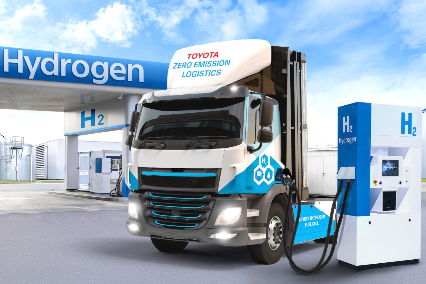 Estación de combustible de hidrógeno toyota rendering