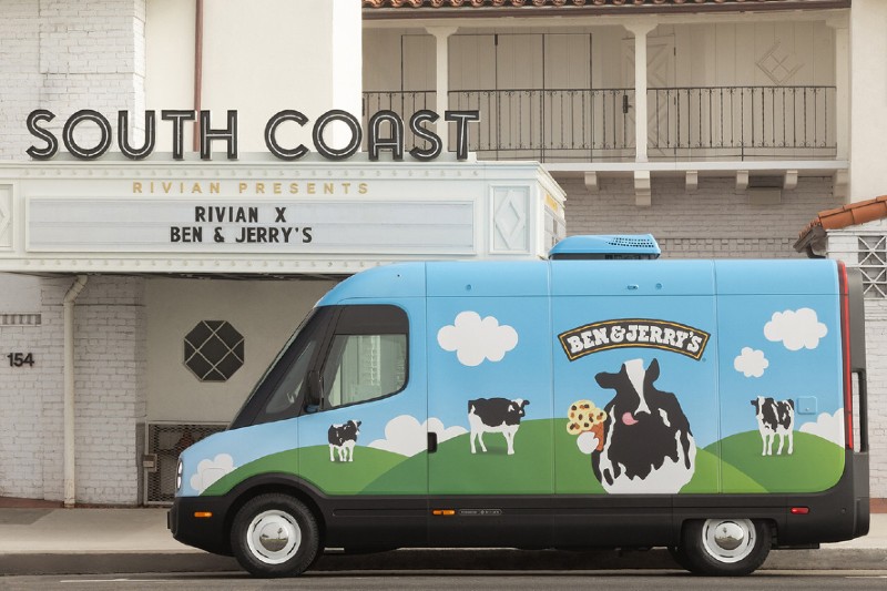 Ben jerrys rivian electric transporter edv ice cream truck