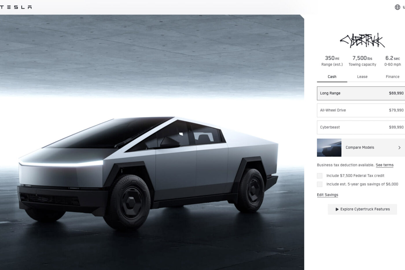 Tesly cybertruck largo alcance rwd