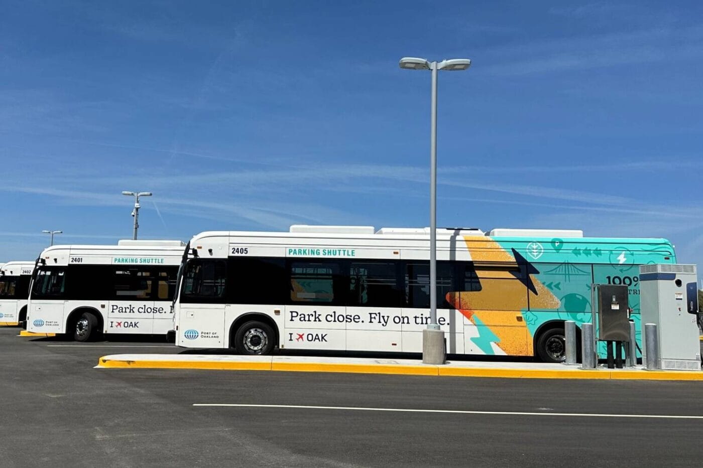 Oakland airport electric buses shuttle california usa