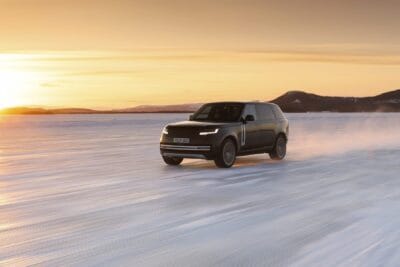 range rover electric prototype winter testing 2025 background