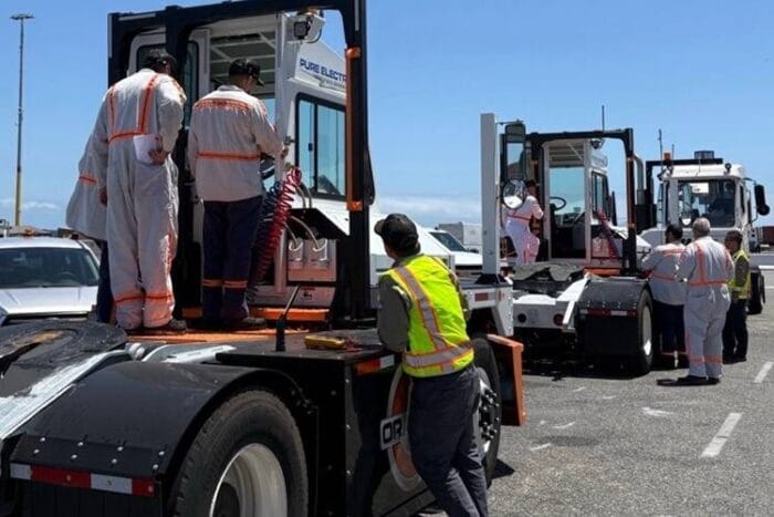 Orange ev terminal tractors apm terminals port of los angeles