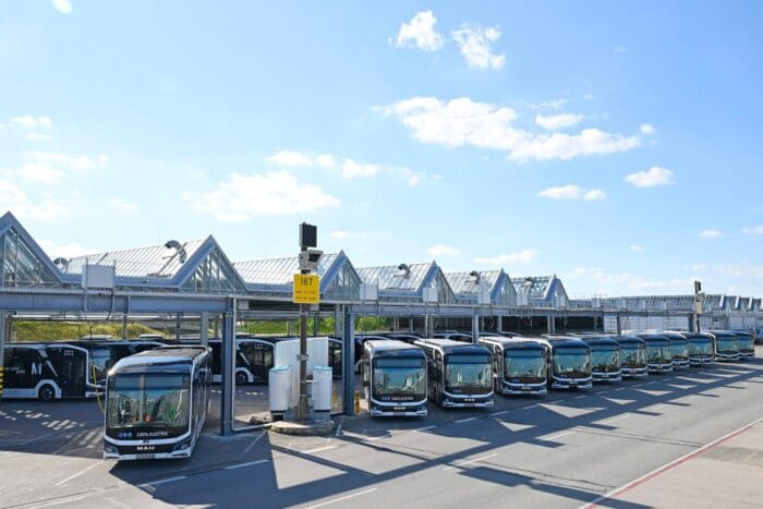 Estaciones de carga del depósito de autobuses eléctricos del aeropuerto de Múnich