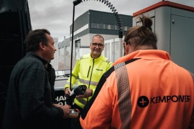 kempower charges with mcs standard at alfredsson mcs truck depot sweden