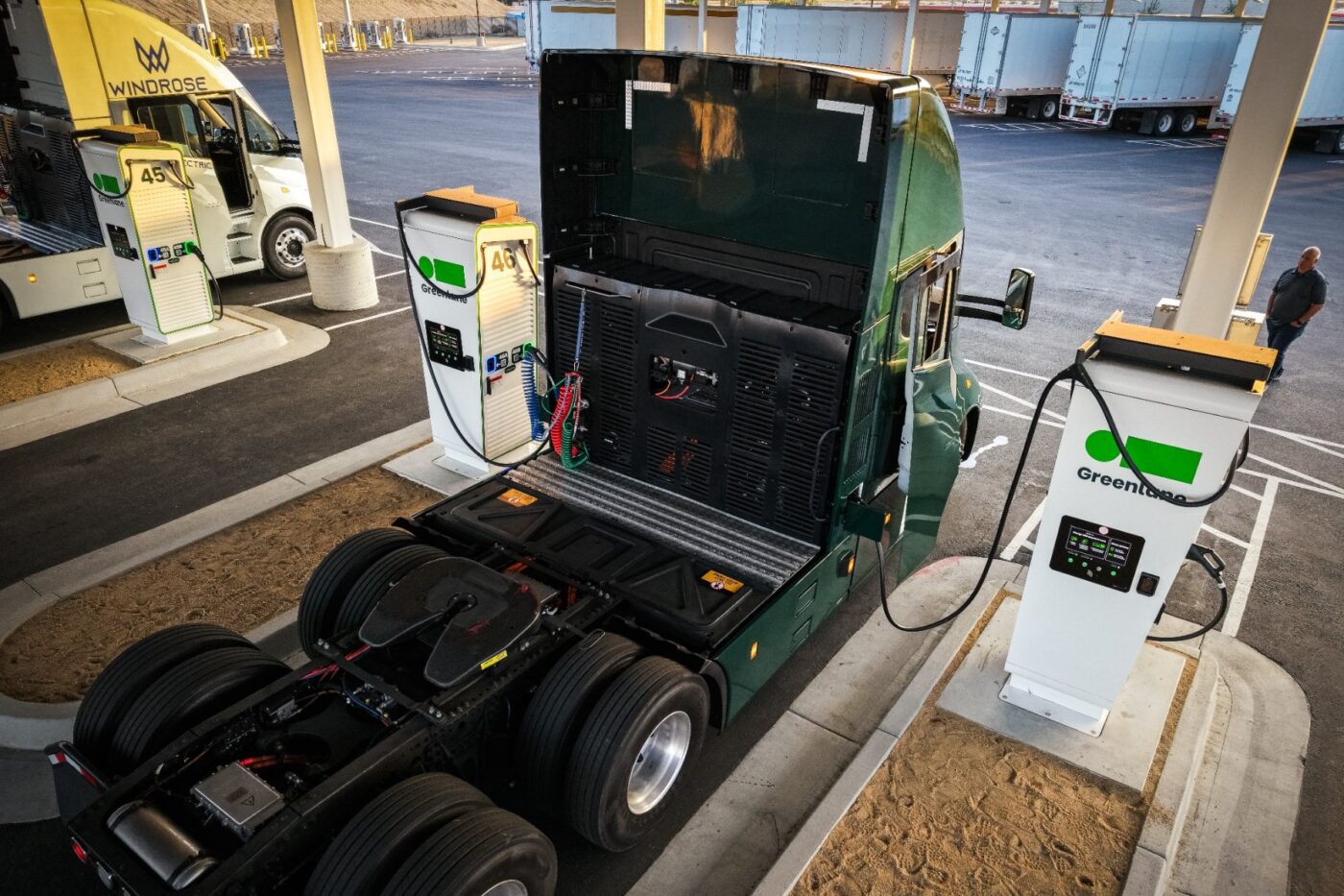 Windrose technology e lkw camión eléctrico greenlane ladestation estación de carga ee.uu. min