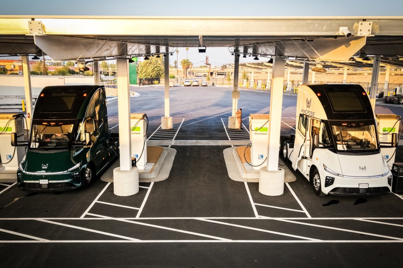 Windrose technology e lkw camión eléctrico greenlane ladestation estación de carga ee.uu. min