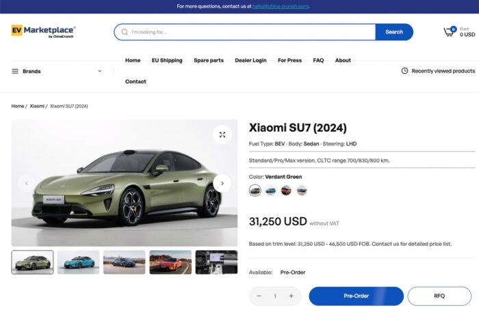 China ev market place xiaomi su7 screenshot