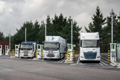 Gridserve electric freightway uk charging stations electric trucks moto exeter