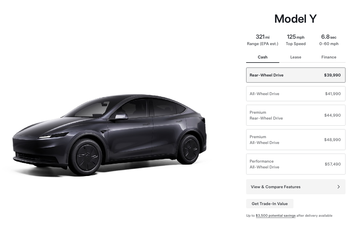 Tesla model y screenshot