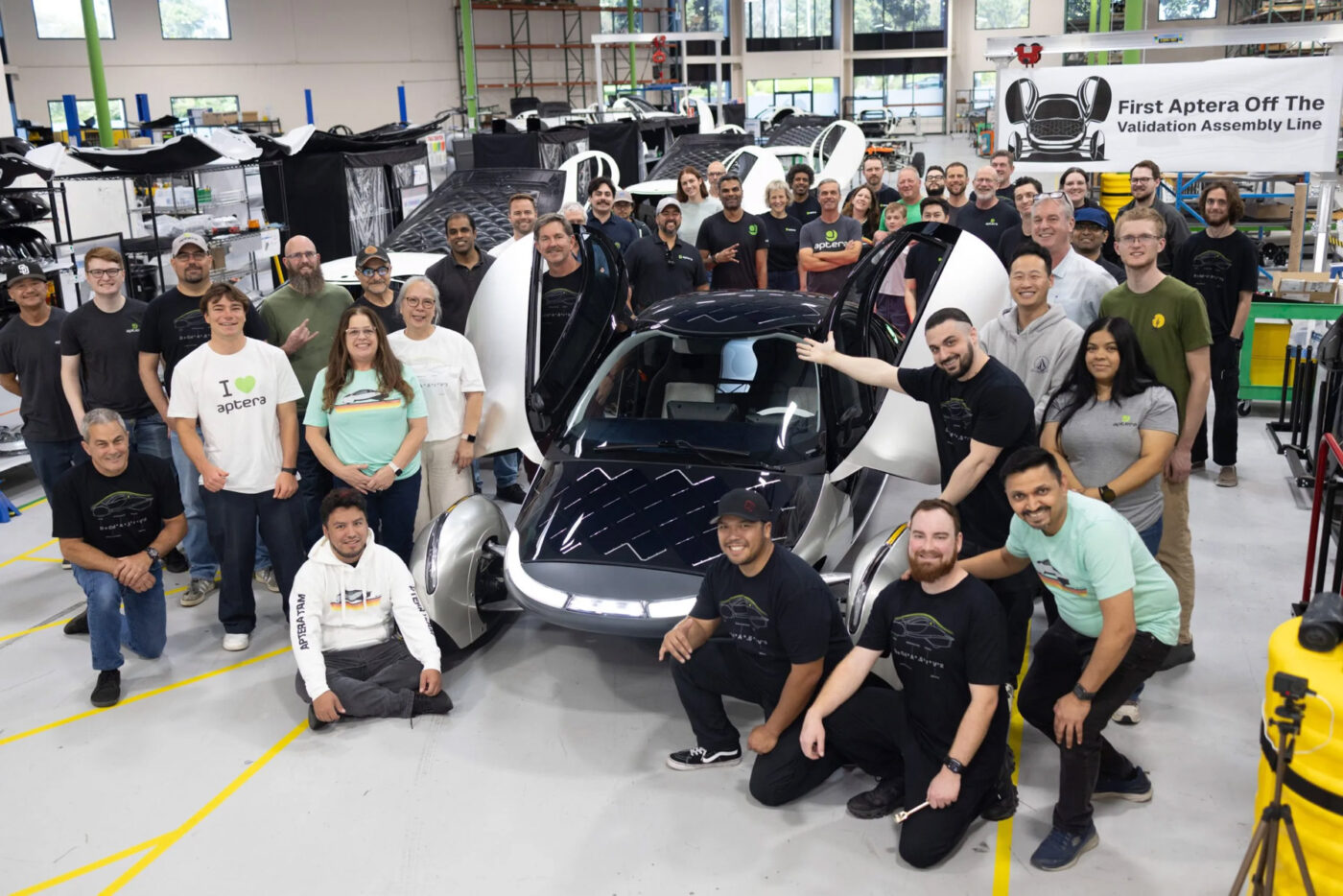 Aptera first vehicle validation assembly line