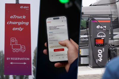 Eon ladestation estación de carga e lkw camión eléctrico hombre camión de carga