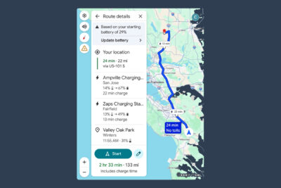 Google maps ev trip planner