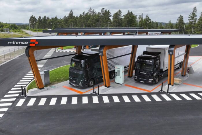 Milence landvetter sweden electric trucks charging stations cropped