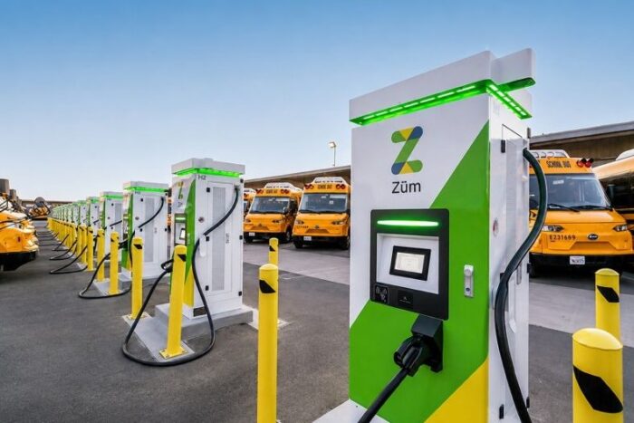 Zum san francisco autobuses escolares autobuses eléctricos estaciones de carga v2g recortada